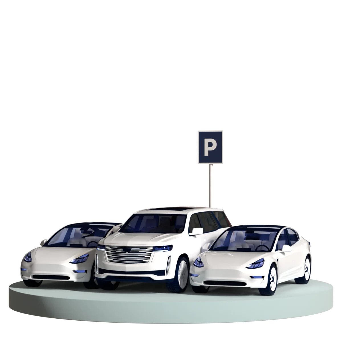 Parkolótábla és két személyautó — országos közterületi parkolási rendszer